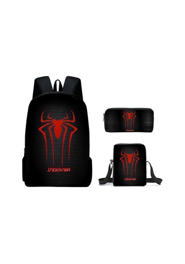 Örümcek Adam Yeni Sırt Çantası Büyük Kapasiteli Öğrenci Kişilik Okul Çantası Üç Parça Seti Stil 21