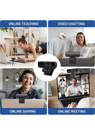 Dashanshop Siyah 4k Webcam Pc İçin Yüksek Çözünürlüklü Usb Mikrofonlu Düşük Distorsiyonlu Zoom Uyumlu