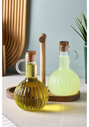 Ralf 2'li 350 Ml Akasya Standlı Yağdanlık-sirkelik Seffaf Şeffaf