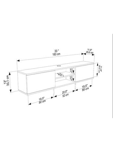 Tv Sehpası Leydi Safir Beyaz 160 Cm Safir Meşe Beyaz