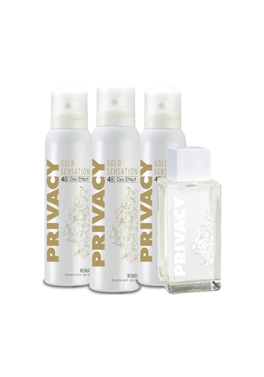 Privacy Gold Sensation Kadın Parfüm EDT 100 ML + Gold Sensation Kadın Sprey Deodorant 3 x 150 ML