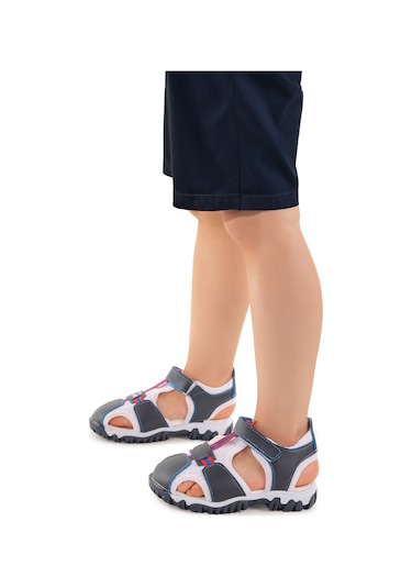 Kiko Kids Erkek Bebek Sandalet Arz 2399 Lacivert - Beyaz - Kırmızı Beyaz - Lacivert - Kırmızı