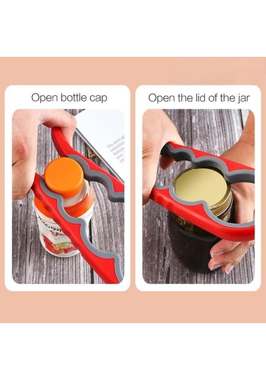 Kırmızı 1 Adet Çok Fonksiyonlu Konserve Açacağı Kavanoz Açacağı Şişe Kapağı Gripp Ev Mutfak Gereçleri Açık Kavanoz Mutfak Aracı Kırmızı