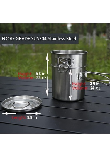 Adet Katlanabilir Kamp Bardakları Ve Kupaları Tencere 304-gıda Sınıfı Paslanmaz Çelik Açık Hava Pişirme Seti Havalandırmalı Kapaklı Diğer