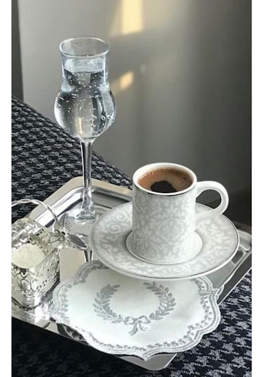 Abant 6'lı Lüx Kare Paslanmaz Çelik Gümüş Renk 21x21cm Kahve Servis Sunum Tepsisi&tabağı