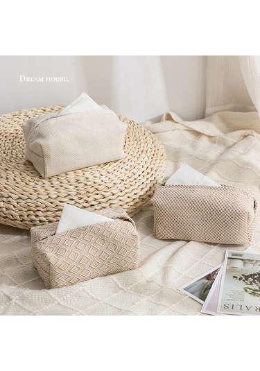 C Tarzı-iskandinav Taklit Kenevir Doku Kutusu Doku Seti Bez Çizim Kağıt Torba Araba Ev Salonu Peçete Saklama Kutusu