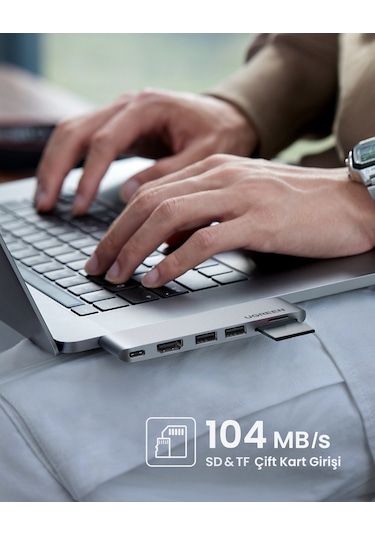 Ugreen 6'sı 1 Arada 2 Usb 3.0 100w 6k Pd Port Çoklayıcı Hub, 80856