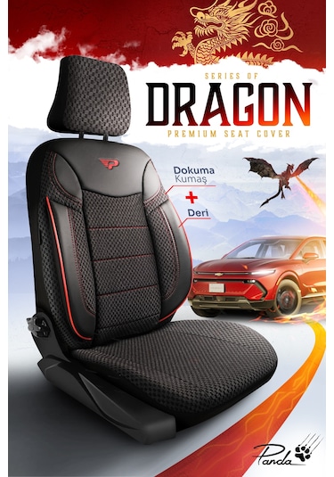 Panda Dragon Serisi Dokuma Kumaş Oto Koltuk Kılıfı - Tam Set