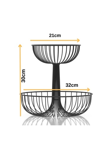 Teknotel Metal Meyve Sepeti Organizer Sepet Mat Siyah Mg530