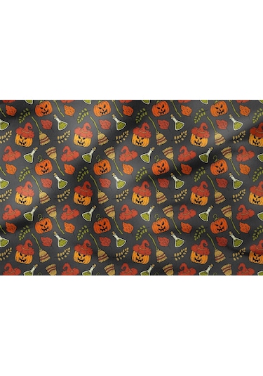 Happy Halloween Şapkalı Balkabağı, Süpürge, Yaprak