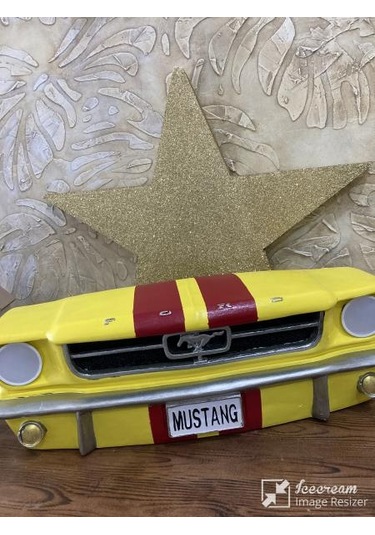 Işıklı Mustang Duvar Obje Araba Sarı Kırmızı