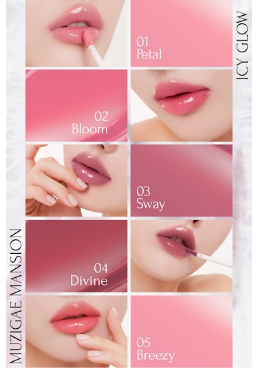 Muzigae Mansion Uzun Süre Parlak Görünüm Sunan Lip Gloss Icy Glow 02 Bloom 02 Bloom