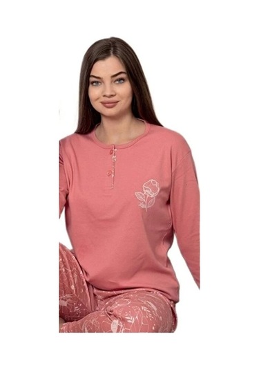 Mina Collection Kadın Pijama Takımı Uzun Kollu Yumuşak Dokulu E Narcc