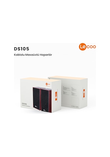 Lecoo DS105 Kablolu USB + 3.5mm Jack Girişli 6W Stereo Masaüstü Ahşap Hoparlör