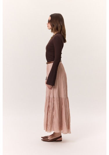 Crush Piliseli Uzun Etek Pudra Pudra