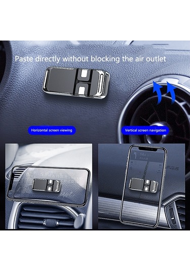 S15 Manyetik Alüminyum Alaşımlı Braket Veri Kablosu Depolama Sticker Araç Telefonu Tutucu Siyah