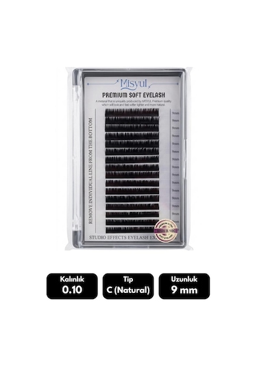 Misyul 0.10c Natural Kıvrım 9 Mm Soft Eyelash Doğal İpek Kirpik 16'lı