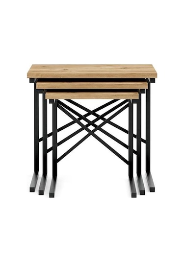 Ceramical Metal Ayaklı X Eco Zigon Sehpa - Atlantik Çam Atlantik Çam