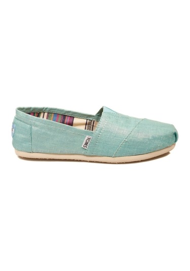 Toms Bayan Espadril Turquoise Metallic Linen Su Yeşili