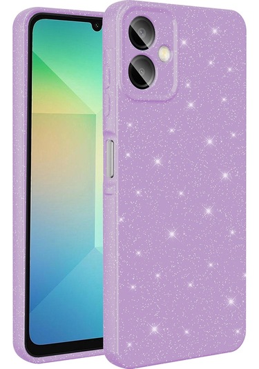Galaxy A06 Uyumlu Kılıf Kamera Korumalı Simli Lüks Zyl Koton Kapak - Lila Lila
