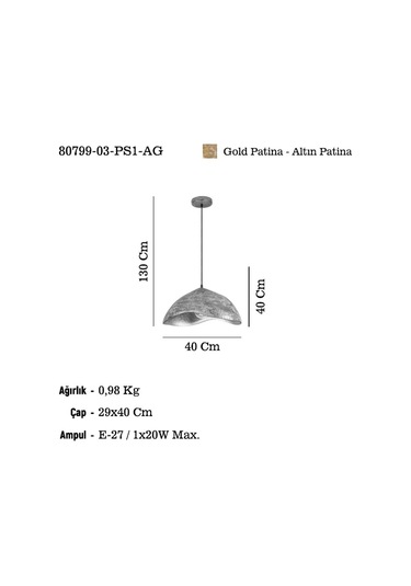 Lucea Andesa 03 K.boy Metal Teklı 1xe27 Çok Renkli