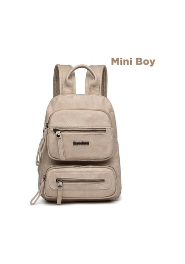 Mini Boy Yıkama Deri Kadın Sırt Çantası 21-k Barcelona 1929 Koyu Bej