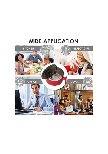 Neevoyu Kırmızı 1000ml 304 Paslanmaz Çelik İçelik Termos Muhallebi Kasesi, Isı Yalıtkan Kollü, Mikrodalga Uygun, Spor/okul/ofis İçin Pratik Mutfak Gereci Kırmızı