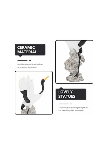 Tongxida Beyaz Turna Heykeli - 12.5 Cm, Bahçe & Ev Dekoru