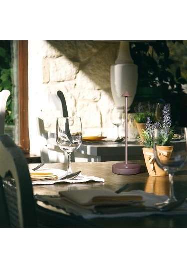 Şarj Edilebilir 2'li Led Masa Lambası Seti, Taşınabilir Gece Aydınlatması, 2 Seviye Parlaklık, Modern Tasarım Kahverengi Kahverengi