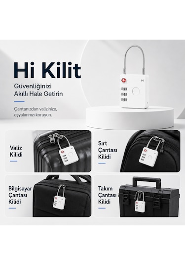 Hbb-k Hi Kilit Apple Android Uyumlu Akıllı Valiz Kilidi Beyaz