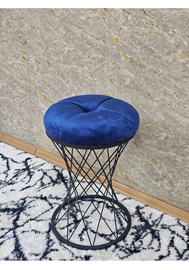 Yuvarlak Siyah Boyalı Puf Oturak - Bench - Ayak Ucu Oturak - Tabu Çok Renkli