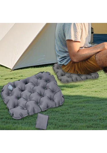 Bosphorusboutique02 Suntek Şişme Koltuk Minderi Katlanmış Ofis Sandalye Uçak Gri Hafif Ve Pratik Gri