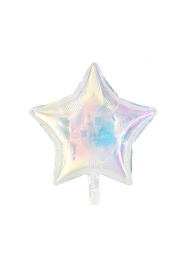 Folyo Balon 18inç Şeffaf Yıldız Renkli Yansımalı Hologramlı Yansımalı Kalın Folyo Balon Çok Renkli