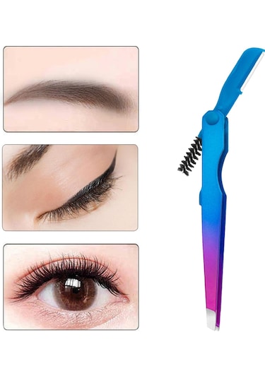 Homyl Kaş Cımbızı Paslanmaz Alet 4mm Düz Uçlu Cımbız Çok Mavi Mor