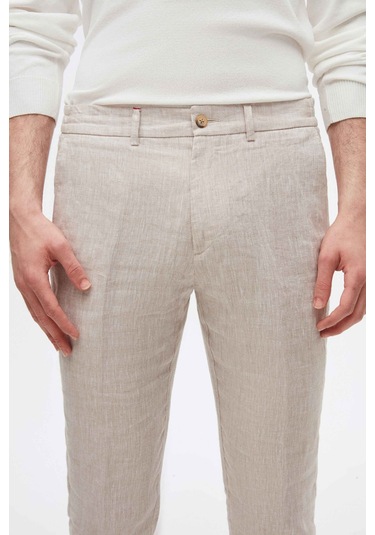 Ds Damat Slim Fit Bej Düz %100 Keten Jogger Pantolon 4hc03s2063230 Bej