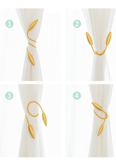 Altın 2'li Perde Askıları Perde Bağları Ev Dekoratif Pencere Perde Bağları Bükümlü Perde Askıları Rastgele Modelleme Perde Askıları Diğer