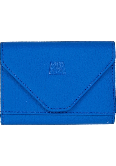 Mft Leather Hakiki Deri Kadın Akordiyon Cüzdan Mia 2190 Flother Mat Saks Mavi
