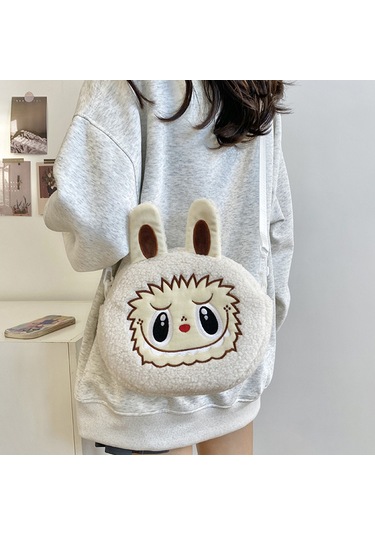 Snapbuy Labubu Tasarımlı Peluş Çapraz Çanta Kırık Beyaz