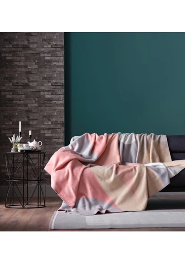 Doqu Scala Battaniye Çift Kişilik Pudra Diğer