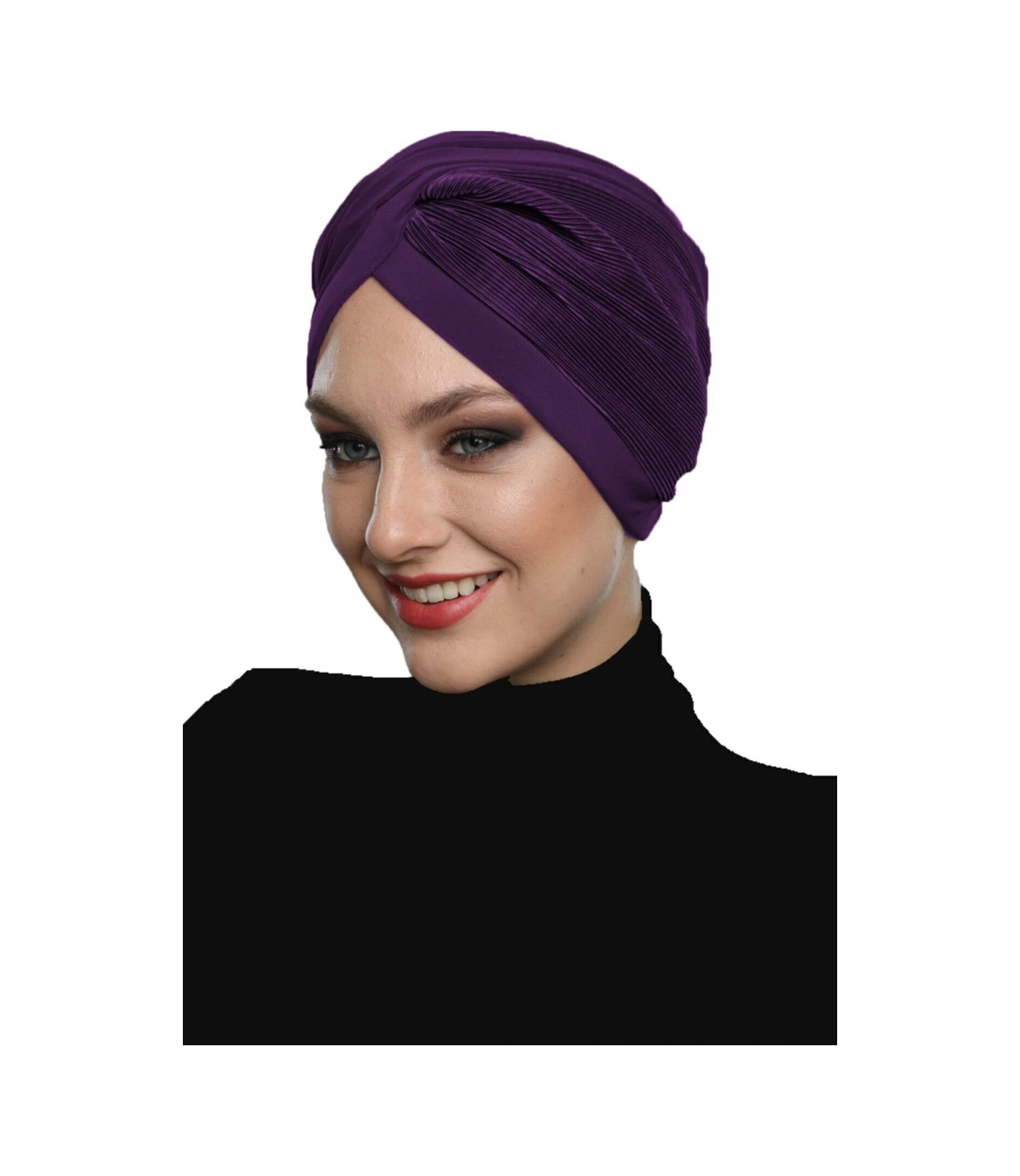 Çapraz Plise Astarlı Hazır Türban Ve Tesettür Bonesi Mor