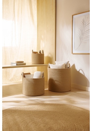 Ocean Home Textile 3'lü Jüt Halat Sepet Set 26 x 22 / 35 x 27 / 40 x 40 cm