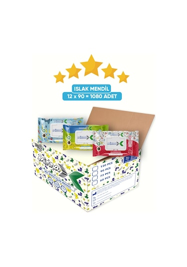 Minnax Islak Mendil 90'lı Paket 90 x 12 1080 Yaprak