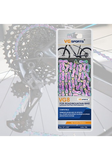 Dinosaurs Store Bisiklet Zinciri 116 Bağlantı Kompakt Yarış Mtb Yol Bisikleti Spor Hızlı Bağlantı-rainbow, 8 8 Speed Gökkuşağı Altın