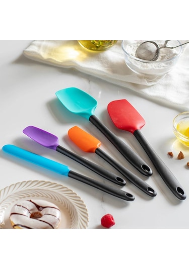 Mor & Siyah 1 Adet Renkli Silikon Spatula Seti Gıda Sınıfı Yapışmaz Isıya Dayanıklı Spatula Turner Mutfak Pişirme Pişirme Karıştırma Araçları