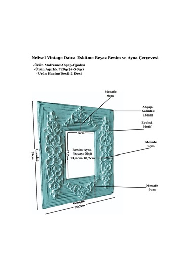 Neiwel Vintage Datca C Resim Ve Ayna Çerçevesi Beyaz