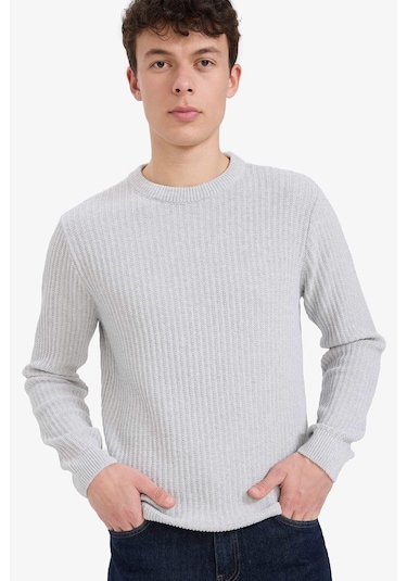 Defacto Standart Fit Bisiklet Yaka Triko Kazak E0811ax25wngr210 Gri