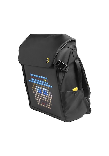 Divoom Pixoo Backpack M Siyah LED Ekranlı APP Kontrollü Su Geçirmez Laptop Sırt Çantası-15-15.6" Siyah