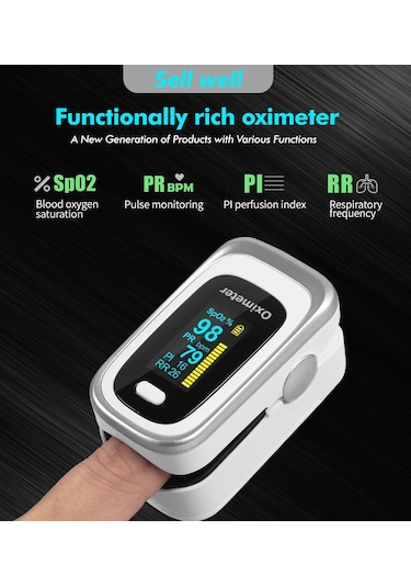 Kiuzou Tıbbi Taşınabilir Parmak Pulse Kan Oksijen Nabız Doygunluk Ölçer Ole 130rb03 Silver White