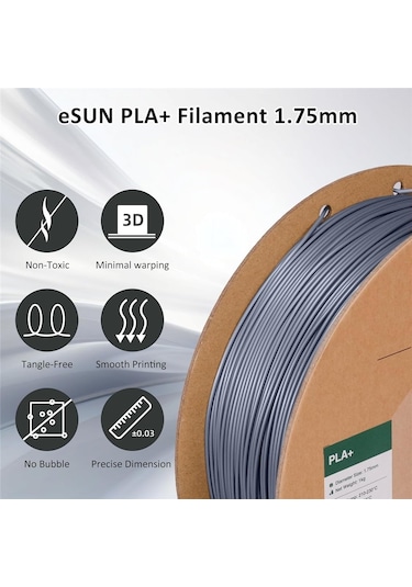 Esun Gri Pla+ Filament 1.75mm 1 Kg Plus - Urhanshop Yetkili Satış