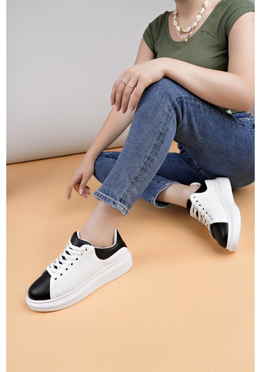 Luis A Costa Lc109 Beyaz Siyah Cilt Beyaz Taban Kadın Sneaker Renkli